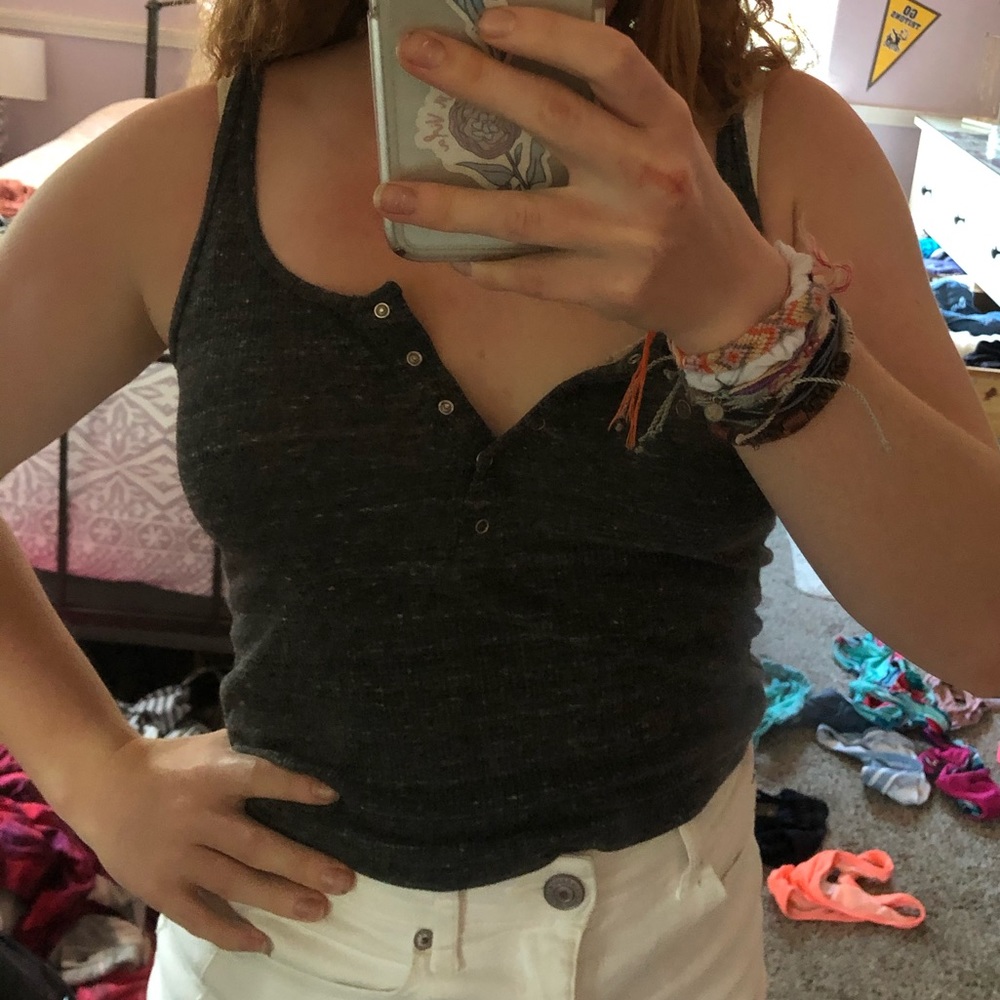 Charcoal Gray Brandy Melville Tank Button up